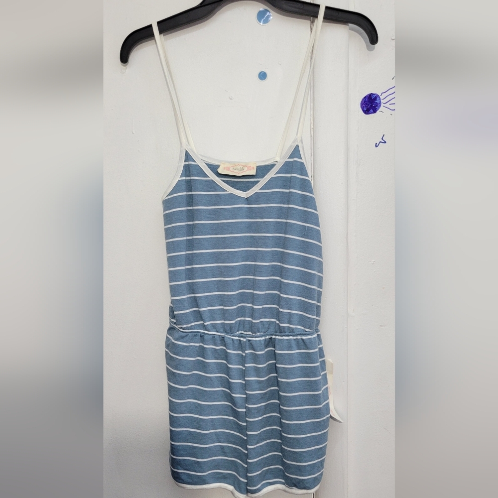 NWT Twinkle Blue and White Striped Romper Size Small